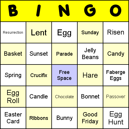 Easter Bingo Card